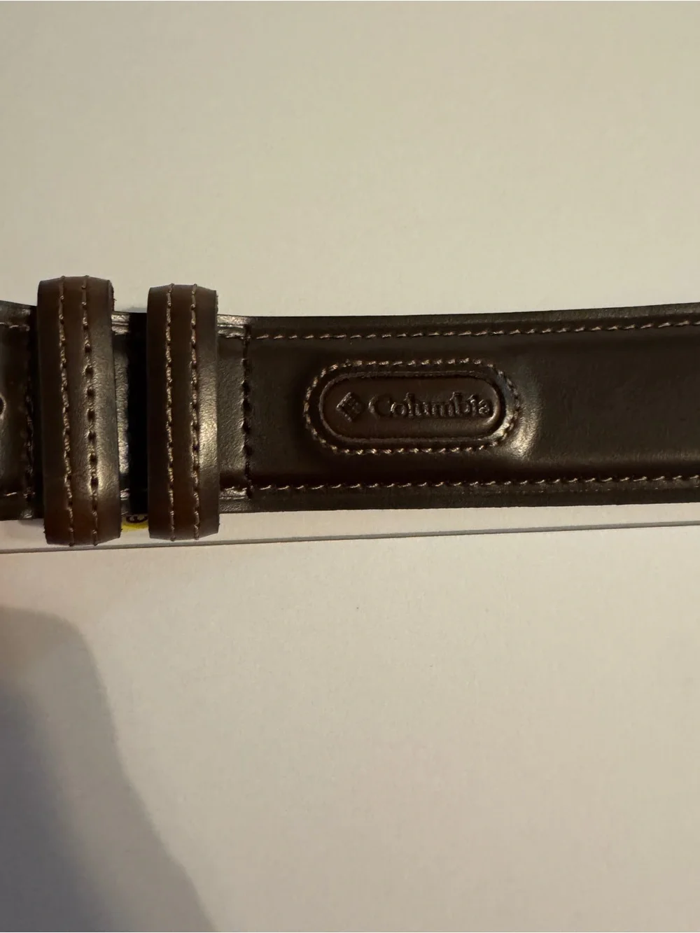 Columbia Brown Leather Casual Dress Belt with Brushed Buckle